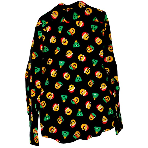 NORTH POLE Shirt Trading Company Sz Large Long Sleeve Christmas Emoji’s - Picture 2 of 7